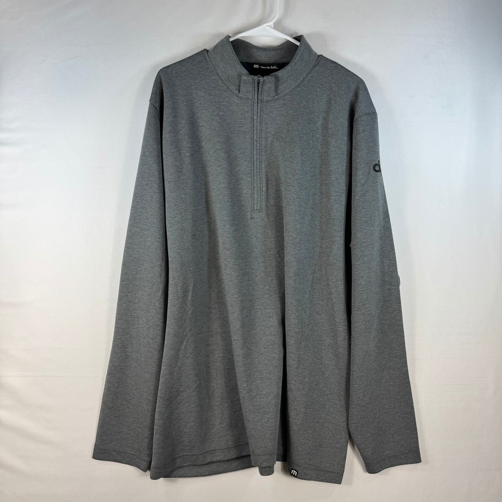 TravisMathew Mens XXL Grey Heather Quarter Zip Pullover Cintas Logo Golf Shirt